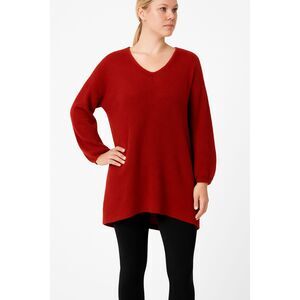 Ava & Viv Women's red fuzzy v neck sweater Size 3x long sleeve tunic casual cozy